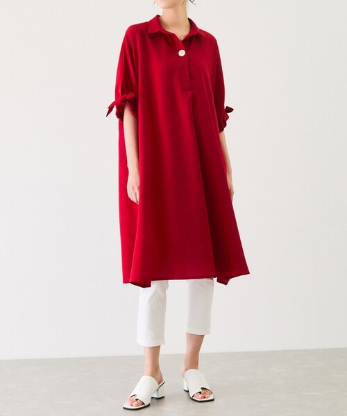 Jayro（ジャイロ）の「袖リボンワンピース（ワンピース・レディース・ブラック/グレー/ベージュ/グリーン/ネイビー/ブルー系/レッド系/イエロー/ダークグリーン/ワイン系/レンガ系・F）」の16枚目の写真