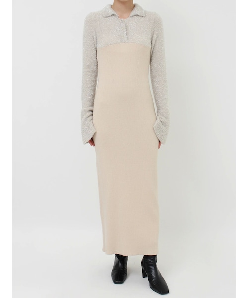 LAGUNAMOONラメブレンドビスチェニットワンピース S ラグナムーン LAGUNAMOON（ラグナムーン）の「ラメブレンドビスチェニットワンピース