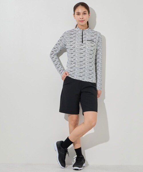 ROPE'(ロペ)の「ウェーブボーダー柄ハーフジップ長袖プルオーバー/UV・吸水速乾・接触冷感(Tシャツ/カットソー・レディース・ブラック/ホワイト・L/M/S/XL)」の16枚目の写真