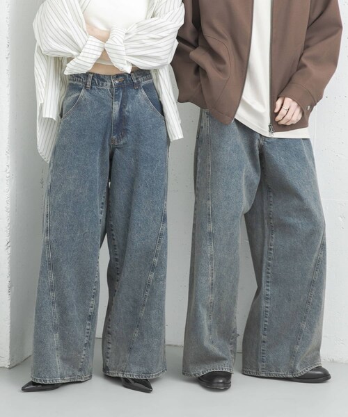 SENSE OF PLACE by URBAN RESEARCH（センスオブプレイスバイアーバンリサーチ）の「『ユニセックス』ケミカルバギーワイドデニムパンツ（デニムパンツ・メンズ・BLACK/NAVY/INDIGO・M/L）」の20枚目の写真