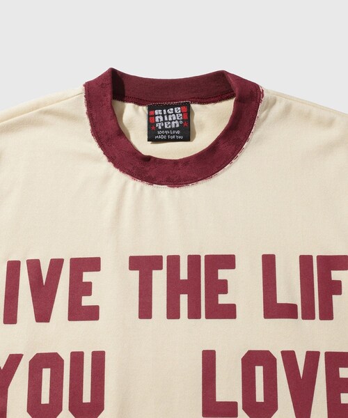 ADAM ET ROPE'(アダムエロペ)の「【RICE NINE TEN/ライス ナイン テン】HAND PRINT RINGER T-SHIRT(Tシャツ/カットソー・メンズ・グレー/ホワイト/クリーム・1/2)」の8枚目の写真