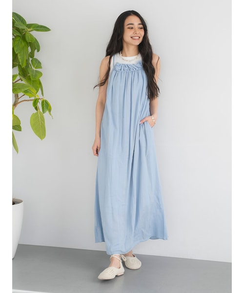 Ungrid（アングリッド）の「ギャザーボリュームキャミワンピース（ワンピース・レディース・アイボリー/オレンジ/ブルー/ブラック・F）」の22枚目の写真