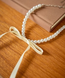 【KIDS/キッズ】パールリボンネックレス