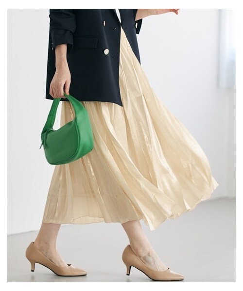 nissen（ニッセン）の「シャイニープリーツスカート【OtonaSMILE】（スカート・レディース・シルバーグレー/ベージュ/オフホワイト/黒/ピンク・M/L/LL/3L/4L/5L/6L）」の11枚目の写真