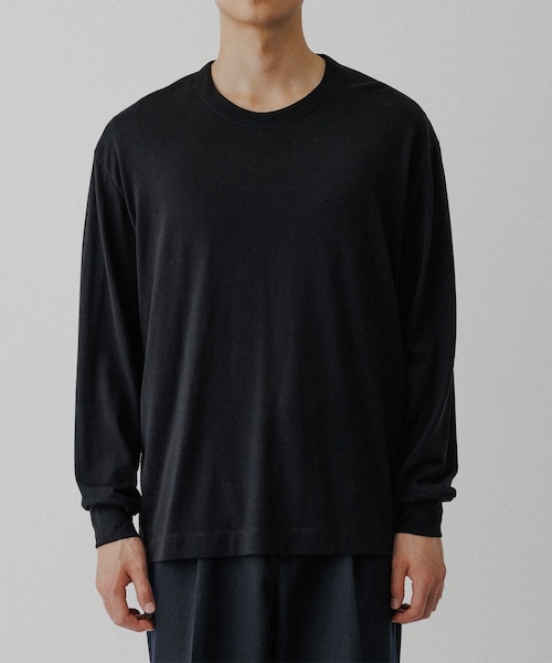 ADAM ET ROPE'（アダムエロペ）の「【NIKKE】ウール天竺 ロングスリーブ ニットTシャツ（Tシャツ/カットソー・メンズ・ブラック/ネイビー・L/M）」の11枚目の写真