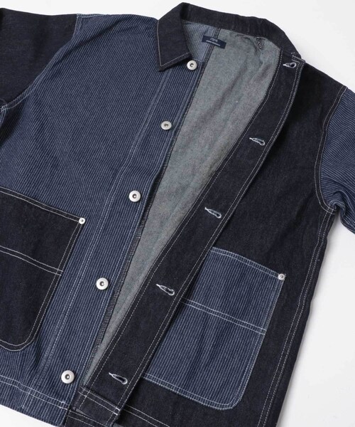 ITEMS URBANRESEARCH（アイテムズ アーバンリサーチ）の「ヒッコリー×デニム切替ワークジャケット（デニムジャケット・メンズ・BLK/NVY・M/L）」の19枚目の写真