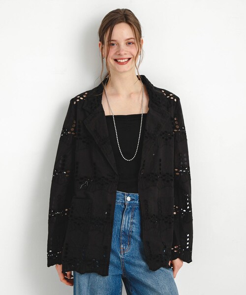 URBAN RESEARCH Sonny Label（アーバンリサーチサニーレーベル）の「コットンレースジャケット（テーラードジャケット・レディース・ブラック/オフ・FREE）」の15枚目の写真
