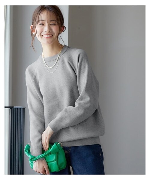 nissen（ニッセン）の「スウェットライクラグランニット（ニット/セーター・レディース・ミルクベージュ/杢グレー/バーガンディー/黒/ロイヤルブルー/グレープ・S/M/L/LL/3L/4L/5L/6L）」の9枚目の写真