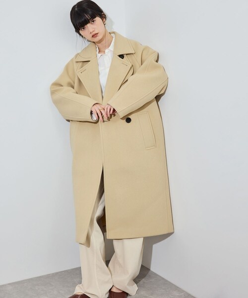 ADAM ET ROPE'(アダムエロペ)の「【定番】ウールボンディングラグランロングコート(ステンカラーコート・レディース・ブラック/ダークブラウン/ブラウン/キャメル/ベージュ・36/38)」の20枚目の写真