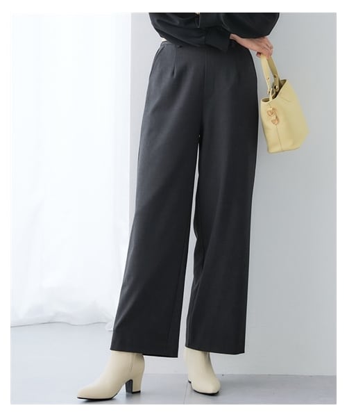 nissen（ニッセン）の「【あったか裏起毛】ウール調ストレッチワイドパンツ（しわになりにくい・保温性）<大きいサイズ有>（パンツ・レディース・黒系チェック/ブラウン系チェック/黒無地/チャコール・S/M/L/LL/3L/4L/5L/6L）」の21枚目の写真