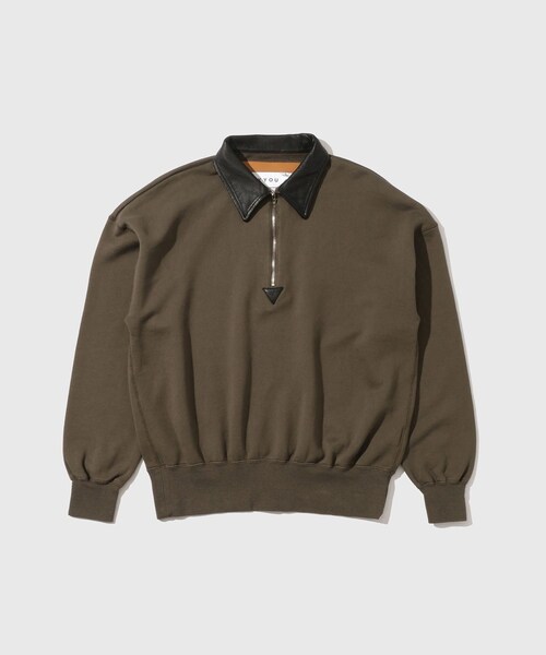 ADAM ET ROPE'（アダムエロペ）の「【KYOU/キョウ】BROTHERS Leather x Original Supima Aging Cotton Sweat（スウェット・メンズ・ブラック/グレー/オリーブ・1/2）」の7枚目の写真