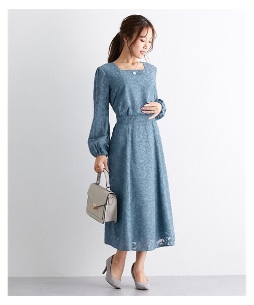 セクシーキュロットワンピース♡　インポート nissen（ニッセン）の「【大きい胸専用】透け感ジャカード総柄長袖