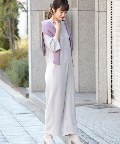ITEMS URBANRESEARCH（アイテムズ アーバンリサーチ）の「フロントZIPワンマイルオールインワン（サロペット/オーバーオール・レディース・LIGHT GRAY/CHARCOAL/BEIGE・one）」の4枚目の写真