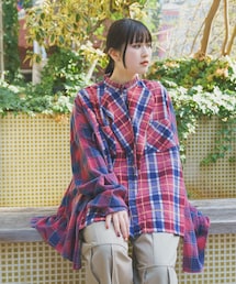 THE GOODLAND MARKET | 77circa wide stole shirt-NEL(シャツ/ブラウス)