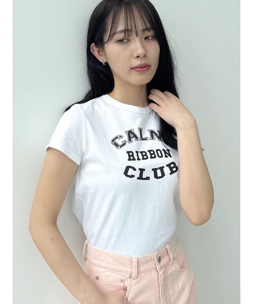 CALNAMUR（カルナムール）の「リボンクラブTシャツ（Tシャツ/カットソー・レディース・ホワイト/グレー/レッド/ピンク/イエロー/ブラウン・F）」の3枚目の写真