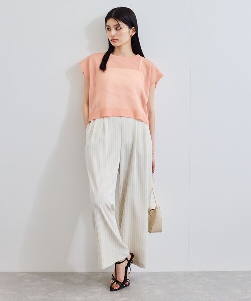 VIS（ビス）の「【接触冷感/UVケア】ピンストライプリラックスワイドパンツ（その他パンツ・レディース・グレー/キナリ/ネイビー系・M/S）」の15枚目の写真