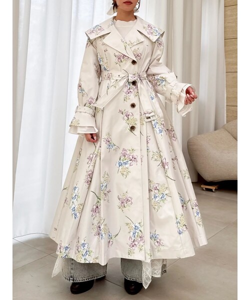 dazzlin（ダズリン）の「ビッグカラーフリルスリーブトレンチコート（トレンチコート・レディース・ピンク/ネイビー/ベージュ・F）」の10枚目の写真