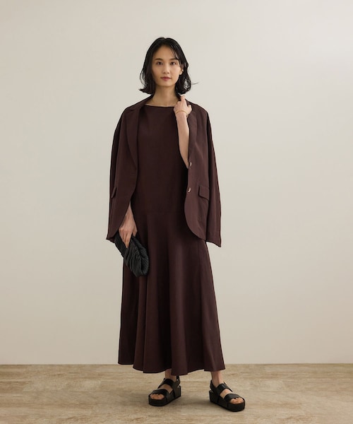 ROPE'（ロペ）の「レーヨンリネン ライトジャケット【セットアップパンツ・ワンピース対応】（テーラードジャケット・レディース・ブラウン/ネイビー・36/38）」の10枚目の写真