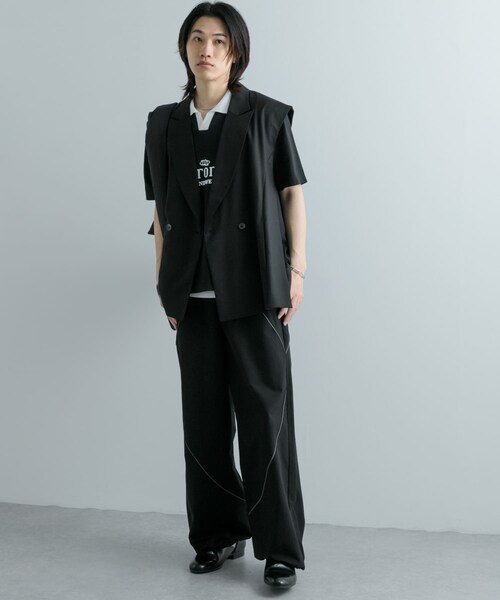 SENSE OF PLACE by URBAN RESEARCH(センスオブプレイスバイアーバンリサーチ)の「『ユニセックス』『セットアップ対応』 サイドスリットテーラードベスト(テーラードジャケット・メンズ・BLACK/GRAY/MINT・M/L)」の9枚目の写真