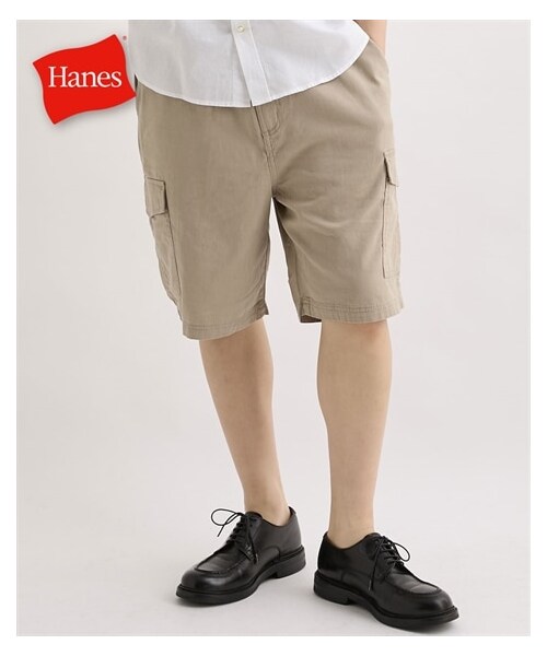 nissen（ニッセン）の「チノクロスカーゴハーフパンツ　Hanes（ヘインズ）（パンツ・メンズ・95ベージュ/41カーキ/01ブラック・M/L/LL）」の4枚目の写真