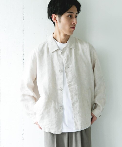 URBAN RESEARCH DOORS(アーバンリサーチドアーズ)の「シルケットリネン シャツジャケット(テーラードジャケット・メンズ・ECRU/BROWN/INK BLACK・M/L)」の8枚目の写真