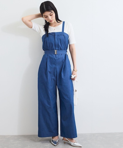 VIS（ビス）の「ベルト付きベアサロペット（サロペット/オーバーオール・レディース・ブラック系/ブルー・F）」の2枚目の写真