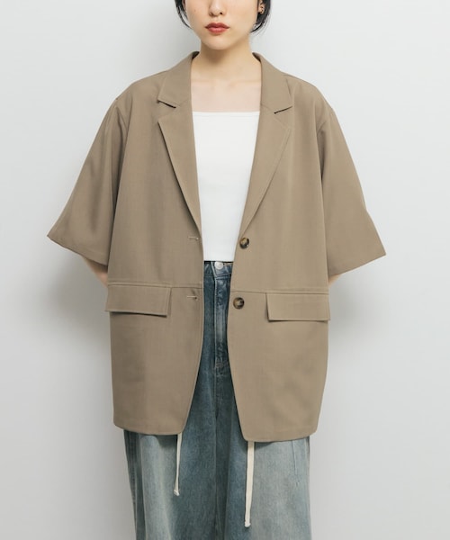 KBF（ケイビーエフ）の「ハーフスリーブルーズジャケット（テーラードジャケット・レディース・CHARCOAL/MOCHA・one）」の3枚目の写真