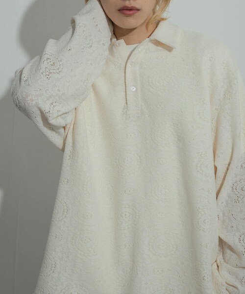 SENSE OF PLACE by URBAN RESEARCH（センスオブプレイスバイアーバンリサーチ）の「シアーペイズリーポロシャツ（ポロシャツ・メンズ・IVORY/CHARCOAL/BROWN・M/L）」の5枚目の写真