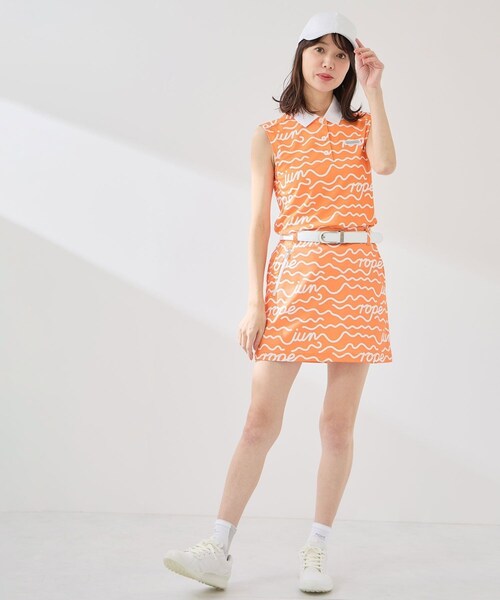 ROPE'(ロペ)の「ウェーブボーダー柄ノースリーブポロ/UV・吸水速乾(ポロシャツ・レディース・ブラック/ホワイト/オレンジ・L/M/S)」の22枚目の写真