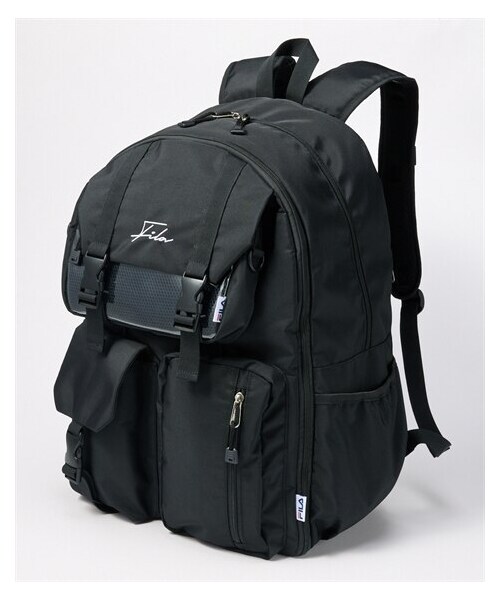 nissen（ニッセン）の「FILA　ショルダーバッグ付拡張型11ポケットはっ水ドデカリュックサック（Ａ３対応）（PC収納）（約４８Ｌ）（バックパック/リュック・メンズ・黒・Y）」の2枚目の写真