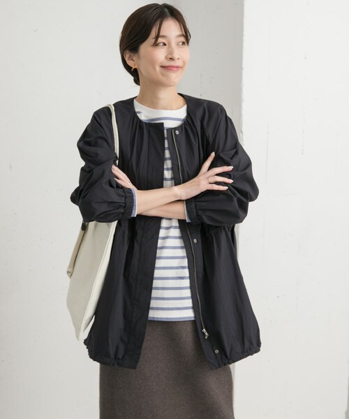 URBAN RESEARCH DOORS（アーバンリサーチドアーズ）の「ギャザーノーカラーブルゾン（ブルゾン・レディース・L.KHAKI/NAVY・M）」の21枚目の写真