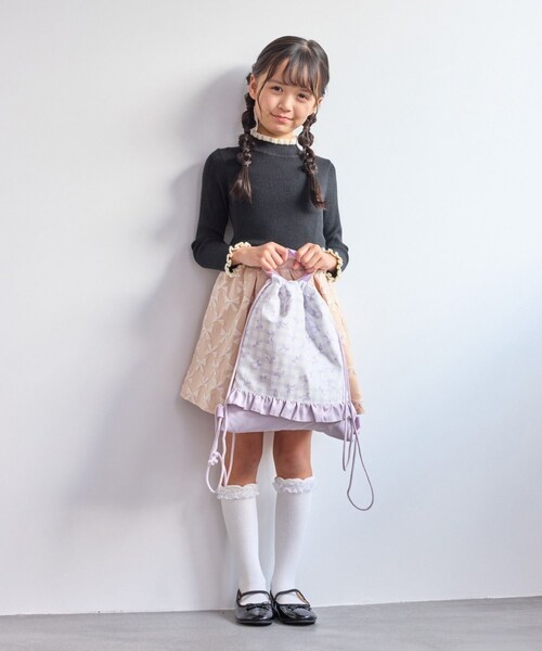 ROPE' PICNIC(ロペピクニック)の「【KIDS/キッズ】チェック×リボン柄ナップザック(バックパック/リュック・キッズ・サックス/ラベンダー系・F)」の7枚目の写真