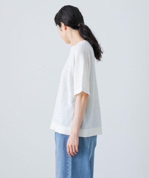 かぐれ（カグレ）の「リネン半袖クルーネックニット（ニット/セーター・レディース・NATURAL/OFF/BLACK・FREE）」の13枚目の写真
