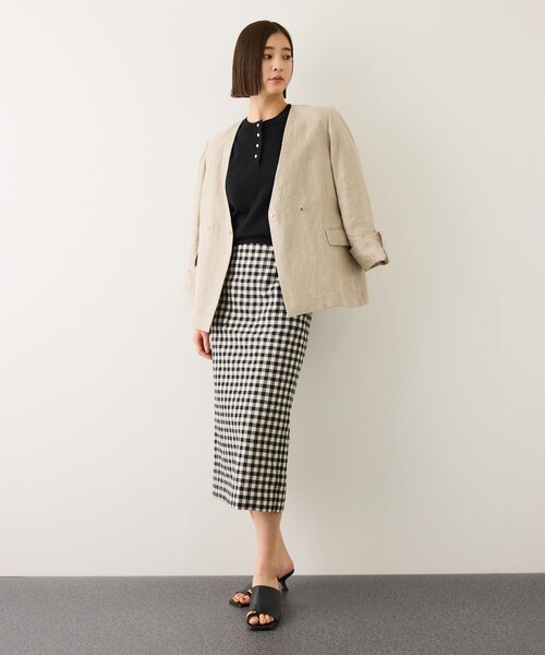 ROPE'（ロペ）の「[美人スカート]リネン混ギンガムチェックポケット付きタイトスカート/26SS・イージーケア（スカート・レディース・ブラック系・34/36/38/40）」の20枚目の写真