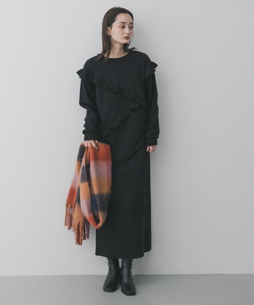 SENSE OF PLACE by URBAN RESEARCH(センスオブプレイスバイアーバンリサーチ)の「フリルカットワンピース(ワンピース・レディース・BLACK/GRAY/Y.BEIGE・COMPACT/One)」の1枚目の写真