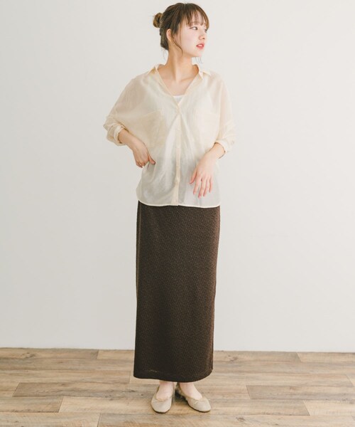 ITEMS URBANRESEARCH(アイテムズ アーバンリサーチ)の「ジャガードタイトロングスカート(スカート・レディース・BRN/OFF/LVD・FREE)」の18枚目の写真
