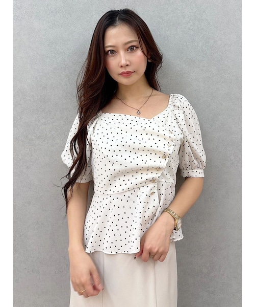 MERCURYDUO(マーキュリーデュオ)の「2WAYドットペプラムブラウス(シャツ/ブラウス・レディース・アイボリー/ブラウン・F)」の1枚目の写真
