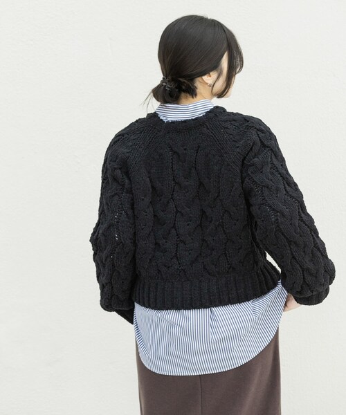 EKAL（エカル）の「ケーブルモールニットプルオーバー（ニット/セーター・レディース・L.ブルー/L.グレー/ブラック・One）」の11枚目の写真