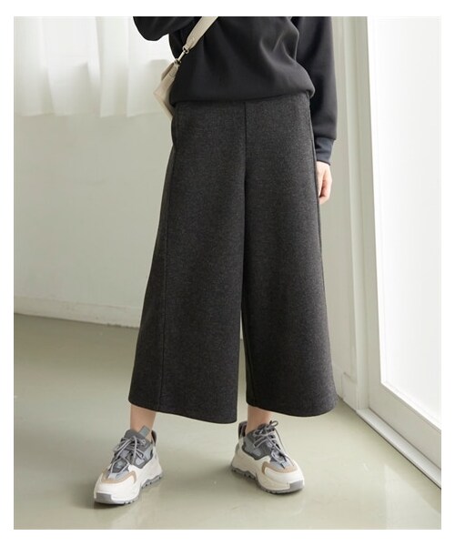 nissen（ニッセン）の「【ウールタッチ】カットメルトンガウチョパンツ（ゆったりヒップ）（パンツ・レディース・シルバーグレー/アイスミント/杢チャコール/杢ネイビー・L/LL/3L/4L/5L/6L/8L/10L）」の12枚目の写真