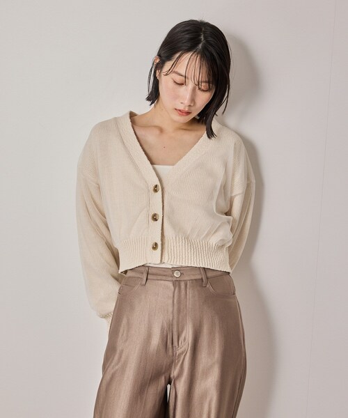 NERGY（ナージー）の「【ウォッシャブル対応】チュールコンビニットカーディガン（カーディガン/ボレロ・レディース・グレー/オフホワイト・F）」の20枚目の写真