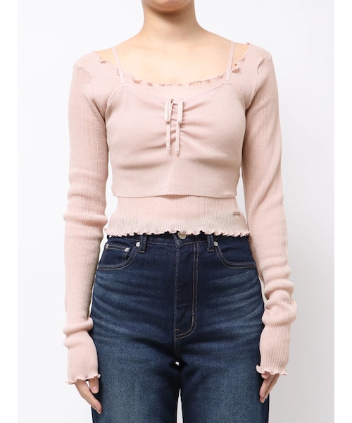 EMODA（エモダ）の「2ピースシアーギャザーニット（ニット/セーター・レディース・アイボリー/ブラック/ピンク・F）」の11枚目の写真