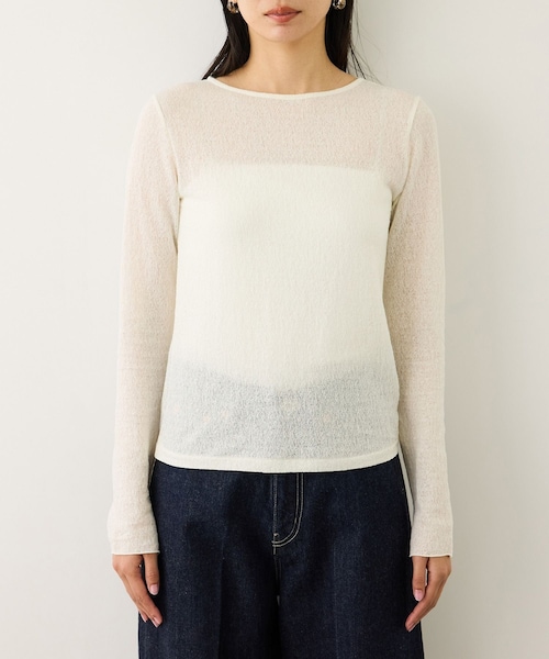 ROPE'（ロペ）の「コットンシアーロングスリーブカットソー/イージーケア（Tシャツ/カットソー・レディース・ブラック/ホワイト/ブラウン・F）」の15枚目の写真