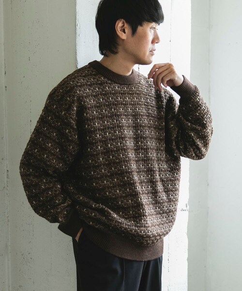 URBAN RESEARCH DOORS（アーバンリサーチドアーズ）の「ツイードライク ボーダーニット（ニット/セーター・メンズ・GRAY/BLACK/BROWN・M/L）」の22枚目の写真