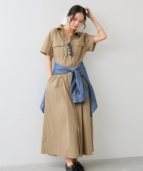 VIS(ビス)の「ベルトディテールシャツワンピース(シャツワンピース・レディース・ブラック/ベージュ・F)」の18枚目の写真