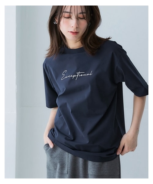 nissen（ニッセン）の「綿タッチ多機能ロゴプリントTシャツ（吸汗速乾・UVカット・抗菌防臭・形態安定）＜大きいサイズ有＞（Tシャツ/カットソー・レディース・ラベンダー/グレー/ネイビー/ナチュラル・S/M/L/LL/3L/4L/5L/6L）」の6枚目の写真