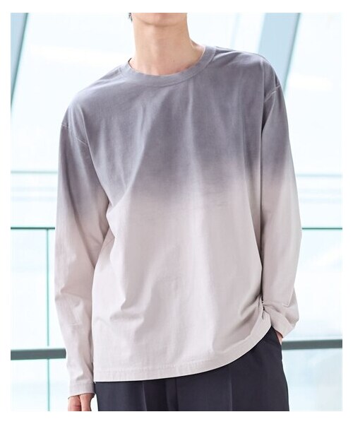 nissen（ニッセン）の「綿１００％グラデーションオーバーサイズ長袖Tシャツ【大きいサイズ有】（Tシャツ/カットソー・メンズ・グレー系/黒系・M/L/LL/3L/4L/5L/6L/8L/10L）」の14枚目の写真