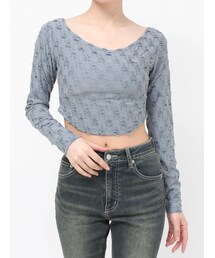 EVRIS | ダメージカットクロップドロンT(Tシャツ/カットソー)