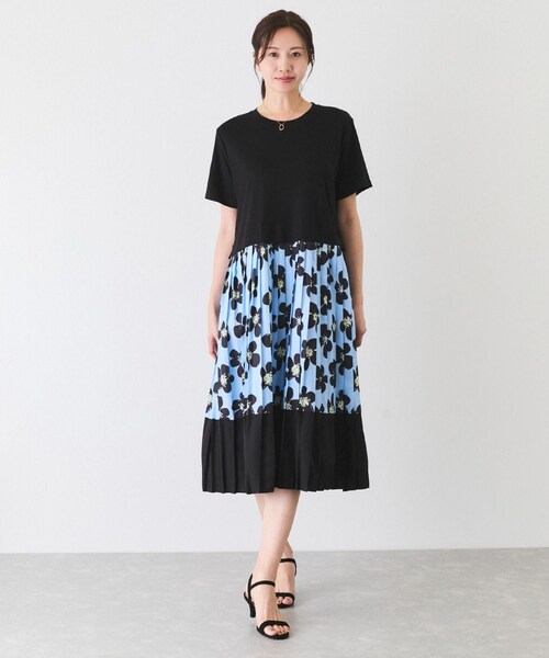 Jayro（ジャイロ）の「花柄ドッキング半袖ワンピース（ワンピース・レディース・ブラック系・F）」の3枚目の写真