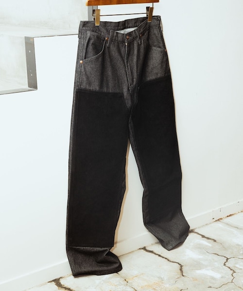 ADAM ET ROPE'（アダムエロペ）の「【Wrangler for WILD LIFE TAILOR】 EX SUEDE DOUBLE KNEE JEAN（デニムパンツ・メンズ・ブラック/ネイビー・28/29/30/31/32/33/34/36）」の14枚目の写真