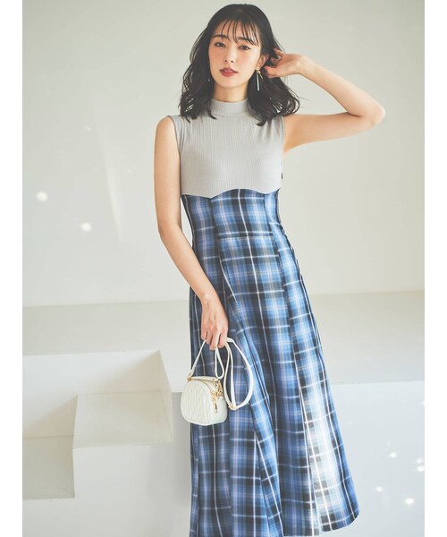 dazzlin（ダズリン）の「【WEB限定】チェックノースリーブコルセットワンピース（ワンピース・レディース・グレー/パープル/ブルー/ベージュ・M/S）」の22枚目の写真